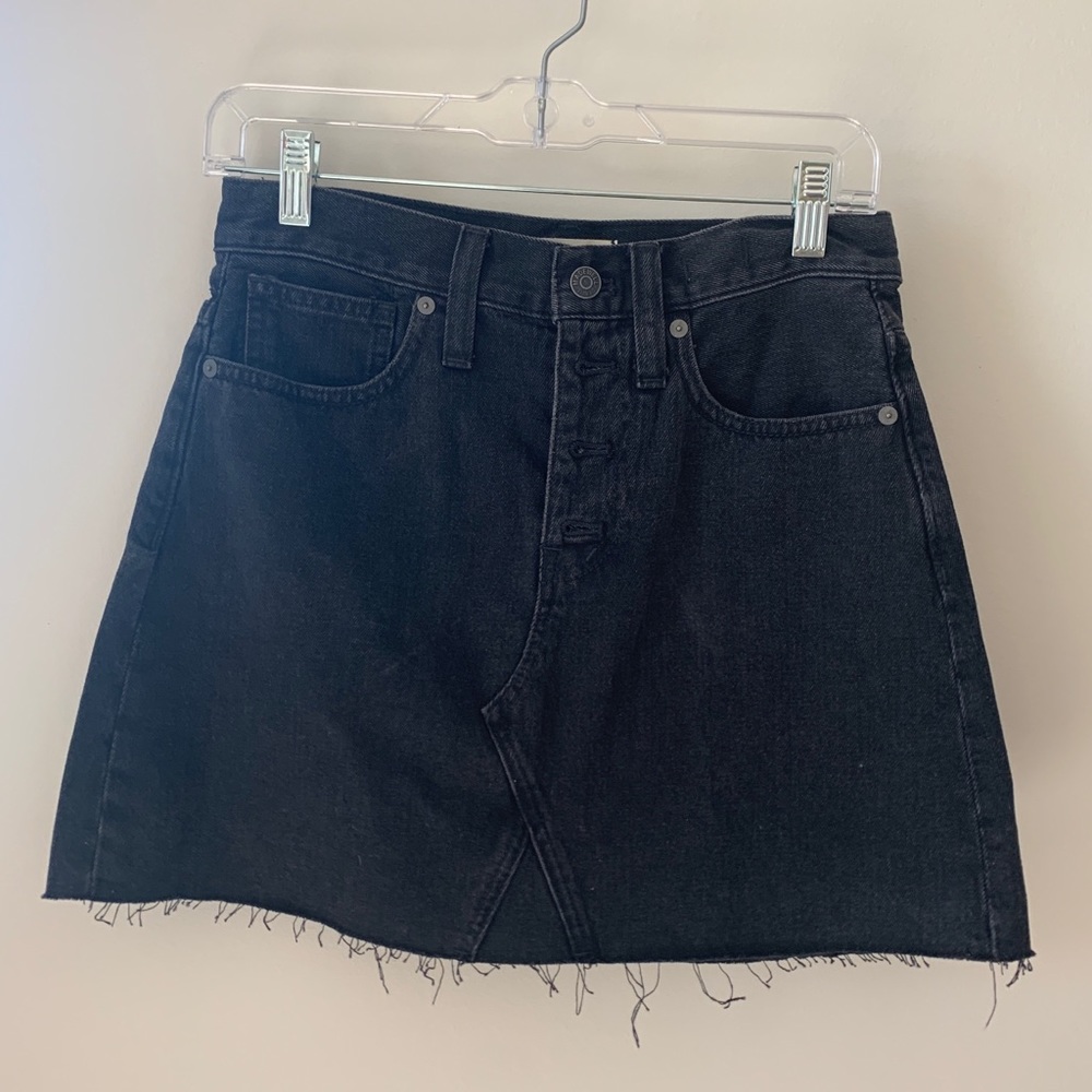 Madewell Black Rigid Denim A-Line Skirt, size 25